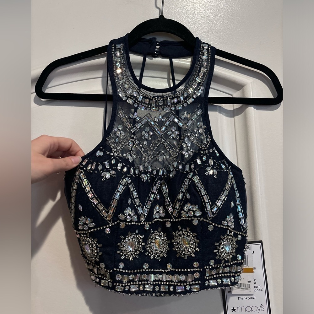 Nwt B Darlin Navy Sequin Set
